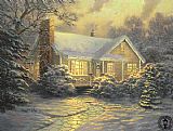 xmas cottage by Thomas Kinkade